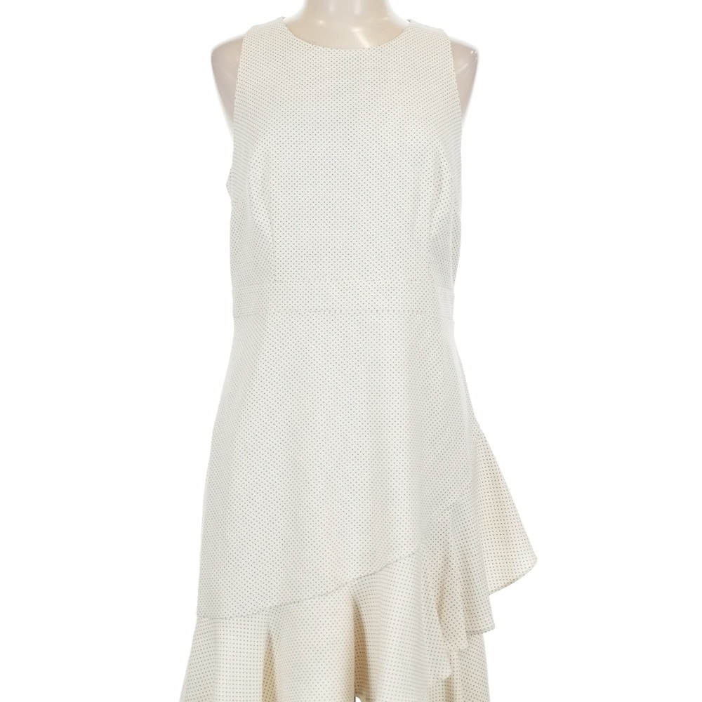 Banana Republic Cream with Grey Polka Dots Asymmetrical Dress